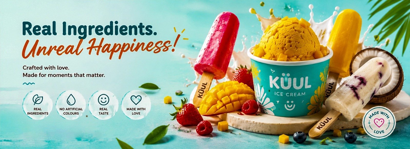 KÜUL mixed fruit ice cream pops and cup